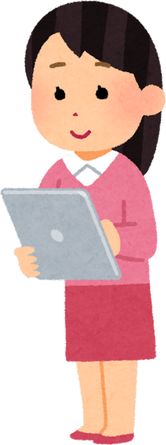 Illustration of a Smiling Woman Holding a Tablet